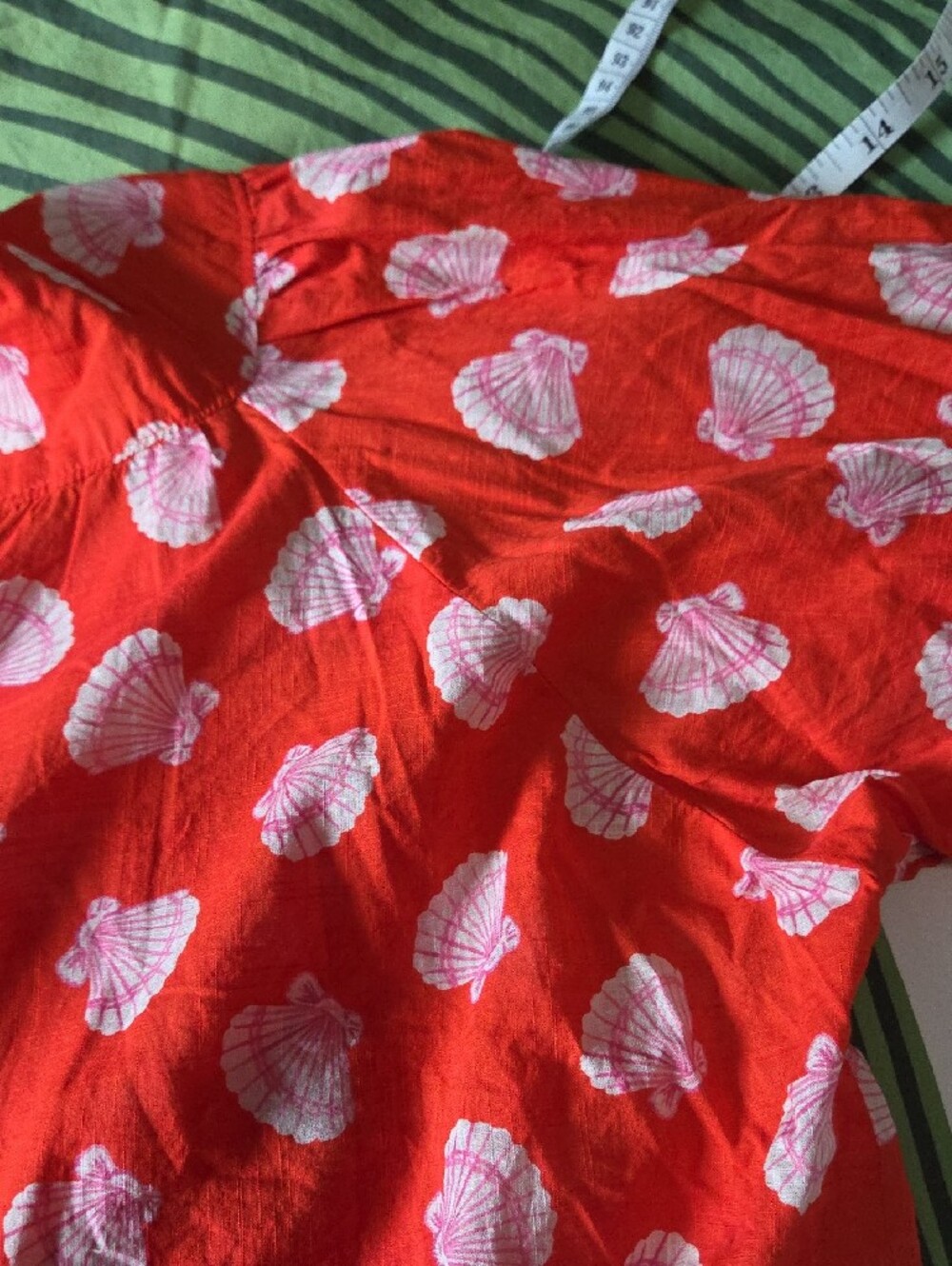 Anthropologie Red Shell-Print Button Front Blouse - Picture 3 of 6